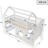 Merax Hochbett, Kinderbett Hausbett 90x200cm mit Stauraumtreppe und LED-Beleuchtung, Weiß Bild 4