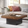 Tribesigns Couchtisch 90 cm Quadratischer LED-Couchtisch im Landhausstil mit App-Steuerung (90 x 90 x 45 cm Großer Sofatisch Holz für Wohnzimmer, einfache Montage), Wohnzimmertisch in Walnussoptik Bild 2
