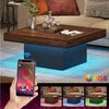 Tribesigns Couchtisch 90 cm Quadratischer LED-Couchtisch im Landhausstil mit App-Steuerung (90 x 90 x 45 cm Großer Sofatisch Holz für Wohnzimmer, einfache Montage), Wohnzimmertisch in Walnussoptik Bild 4