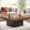 Tribesigns Couchtisch 90 cm Quadratischer LED-Couchtisch im Landhausstil mit App-Steuerung (90 x 90 x 45 cm Großer Sofatisch Holz für Wohnzimmer, einfache Montage), Wohnzimmertisch in Walnussoptik Bild 3