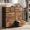 SONGMICS Kommode mit 10 Stoffschubladen, Aufbewahrungsschrank mit Metallgestell, 98,7 x 30 x 96,2 cm, Braun Bild 3