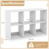 Bücherregal mit 6 Fächern Würfelregal Standregal offenes Regal Aufbewahrungsregal für Wohnzimmer Weiß Bild 3