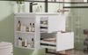 Badezimmer-Hängeschrank 60 x 46 x 48,5 cm mit Keramikbecken, 2 Schubladen und LED-Radarsensor, weiß Bild 3