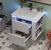 Badezimmer-Hängeschrank 60 x 46 x 48,5 cm mit Keramikbecken, 2 Schubladen und LED-Radarsensor, weiß Bild 4