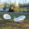 LVHOM Schaukelstuhl mit gepolstertem Kissen, Rattanstuhl mit Stahlrahmen, Lounge Sessel, Schaukelsessel, 2 St, für Balkon/Garten/Wohnzimmer/Schlafzimmer Bild 2
