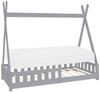 ML-DESIGN Spielbett Hausbett Tipi Zeltbett inkl. Lattenrost Bodenbett Kinder Himmelbett, Abenteuerbett mit Rausfallschutz Zelt Bett Kiefer Grau Kinderhaus Bild 2