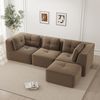 3-Sitzer Ecksofa H 69 x T 297 x B 177 cm aus Cord in Braun, modular und rahmenlos Bild 3