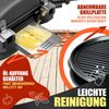 KESSER® elektrischer Elektrogrill 2in1 Tischgrill - Standgrill mit Deckel und Standfuß | max. 2400 Watt | Faltbar | Thermometer | Antihaftbeschichtung | Grillplatte Abstelltische | 2 Räder | Schwarz Bild 5