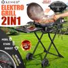 KESSER® elektrischer Elektrogrill 2in1 Tischgrill - Standgrill mit Deckel und Standfuß | max. 2400 Watt | Faltbar | Thermometer | Antihaftbeschichtung | Grillplatte Abstelltische | 2 Räder | Schwarz Bild 2