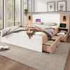 Doppelbett Komplettset 160x200 cm mit USB-Kopfteil, Matratze & Nachttischen, Eiche/Weiß Bild 2