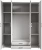'Karl' Kleiderschrank 4-türig mit Spiegel, weiß, 160 x 196 x 54 cm (B/H/T) Bild 3