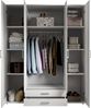 'Karl' Kleiderschrank 4-türig mit Spiegel, weiß, 160 x 196 x 54 cm (B/H/T) Bild 4