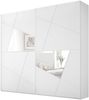 Kleiderschrank "Valeria" in Weiss Melamin mit Siebdruck und Spiegel mit 2 Türen und 2 Einlegeböden. Abmessungen (BxHxT) 243x230x57 cm Bild 2