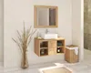 Vente-unique - SUMBAWA Waschbeckenmöbel Holz, Platte Beige - B 50 cm x H 45 cm x L 80 cm Bild 1