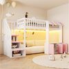 Flieks Hochbett Kinderbett Laden-Design 90×200cm mit Schrank und Stauraumtreppe Bild 2