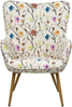 Sessel Polsterbezug Blumenmotiv / cremeweiß plus Hocker VEJLE Bild 5