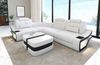 Ecksofa Elena Eleganz L Form aus Leder - Ledermix - weiß-schwarz - Links Bild 2