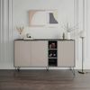 Dmora Kommode Alin, Wohnzimmerbuffet, Wohnzimmer-Sideboard, Moderne Küchen-Speisekammer, 142x36h83 cm, Anthrazit und Beige Bild 2