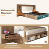 Doppelbett 180*200cm, Stauraumbett, holzbett, Jugendbett, mit USB& Type-C-Ladestation und Leselampe, mit 2 Nachttische, Walnussholzfarbe Bild 5