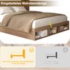 Doppelbett 180*200cm, Stauraumbett, holzbett, Jugendbett, mit USB& Type-C-Ladestation und Leselampe, mit 2 Nachttische, Walnussholzfarbe Bild 4