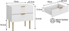 Nachttisch B 53 x T 41,5 x H 52.5 cm aus MDF/Spanplatte in Weiß mit 2 Schubladen & Metallbeinen Bild 4