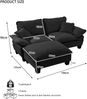 Ecksofa aus Chenille 194x155x90 cm mit Ottomanen-Modul, schwarz Bild 4