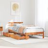 vidaXL Massivholzbett mit Schubladen Wachsbraun 100x200 cm Kiefer 3302026 Bild 1
