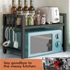 Refined Living Standregal Verstellbares Mikrowellenregal 40–60 cm, mit 6 Haken,Ablageregal Küche, ausziehbares Küchenregal, Höhenverstellbarer Mikrowellen- & Toasterständer, platzsparender Arbeitsplatten-Organizer, belastbarer Küchenaufbewahrungsstände... Bild 3