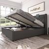 Polsterbett 180x200 cm mit Stauraum,Kopfteil mit USB & Typ-C Ladefunktion,Grau Bild 3