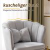 Essstuhl grau Samt mit Blütenblatt-Design, Sitzhöhe 48 cm, vergoldete Metalllbeine, gepolstert,63*58*77 cm,2‑Set Bild 5