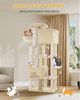 Kratzbaum, 185 cm XL Kratzbaum mit 10 Kratzsäulen, 2 Höhlen, 2 Hängematten, große Plattform, Katzenbürsten, Korb,Schwerer Katzenbaum für Maine Coon, große Katzen, Beige Bild 5