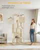 Kratzbaum, 185 cm XL Kratzbaum mit 10 Kratzsäulen, 2 Höhlen, 2 Hängematten, große Plattform, Katzenbürsten, Korb,Schwerer Katzenbaum für Maine Coon, große Katzen, Beige Bild 3