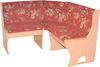 Truheneckbank "Anja 1B" 125x125 cm, Holzdekor Buche, Stoff rot mit Blumendessin Bild 2
