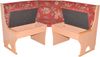 Truheneckbank "Anja 1B" 125x125 cm, Holzdekor Buche, Stoff rot mit Blumendessin Bild 3