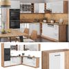 Eckküche R-Line Weiß Hochglanz/Goldkraft Eiche 247 x 46 cm ohne Arbeitsplatte Vicco Bild 2