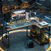 GTPLAYER Schreibtisch Gaming Tisch Eckschreibtisch mit Regal USB-Ladeanschluss und Steckdose (1 Tisch), 120/100cm Computertisch L Form, PC Tisch für Büro, Heimbüro Bild 3