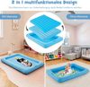 Aufblasbares Kinderbett mit Elektropumpe & Tragetasche 2 in 1 Reisebett mit Matratze Blau Bild 3