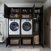 Roomart Überbauschrank Waschküche & Hauswirtschaftsraum SERIE 3 – 179 cm – mit Schubladen & Ausziehbrett • Schwarz-Eiche Bild 5
