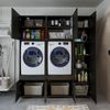 Roomart Überbauschrank Waschküche & Hauswirtschaftsraum SERIE 3 – 179 cm – mit Schubladen & Ausziehbrett • Schwarz-Eiche Bild 3