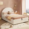 Polsterbett 140*190, Kinderbett mit Lattenrost und Kopfteil, Jugendbett, für Erwachsene und Jugendliche geeignet, Holzlatten, einfache Montage, Samt, Beige Bild 2