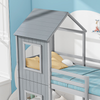 Etagenbett 90x200 cm – Massiv-Kiefer mit Baumhaus-Design und integriertem Sicherheitsgeländer, grau Bild 3
