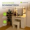 Juskys Schminktisch Malia und Hocker Melly mit LED-Beleuchtung & Spiegel, 7 Schubladen, stufenlos dimmbar, 3 Farbtemperaturen, Stauraum, elegantes Design – Weiß Bild 2