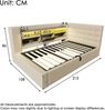 Merax Einzelbett 90x200 cm Polsterbett mit LED-Beleuchtung, hydraulischem Stauraum, L-förmigem Kopfteil mit Stauraum, beidseitig montierbar, Leinen, Beige Bild 4