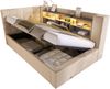 Merax Einzelbett 90x200 cm Polsterbett mit LED-Beleuchtung, hydraulischem Stauraum, L-förmigem Kopfteil mit Stauraum, beidseitig montierbar, Leinen, Beige Bild 10