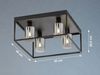 LED Deckenleuchte 4-flammig Schwarz mit Rauchglas, Quadrat 45cm Bild 4