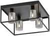 LED Deckenleuchte 4-flammig Schwarz mit Rauchglas, Quadrat 45cm Bild 2