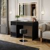 Schminktisch Omira Schwarz 120 cm mit LED-Spiegel und Hocker Vicco Bild 4