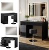 Schminktisch Omira Schwarz 120 cm mit LED-Spiegel und Hocker Vicco Bild 2