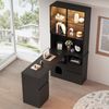 BlingBin Eckschreibtisch Schreibtisch mit Regal und LED-Vitrinenschrank (1-St, Kabeldurchlass, 3 Schubladen, 2 Türen und offenen Fächern), Computertisch mit Stauraum Bild 4