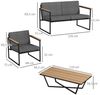 Outsunny Sitzgruppe 4 Personen, mit 2er Sofa, 2 Stühle, Sitzkissen, Beistelltisch, (Gartenmöbel Set, 4-tlg, wetterfest Balkonmöbel-Set), für Garten, Terrasse, Balkon, Grau Bild 3